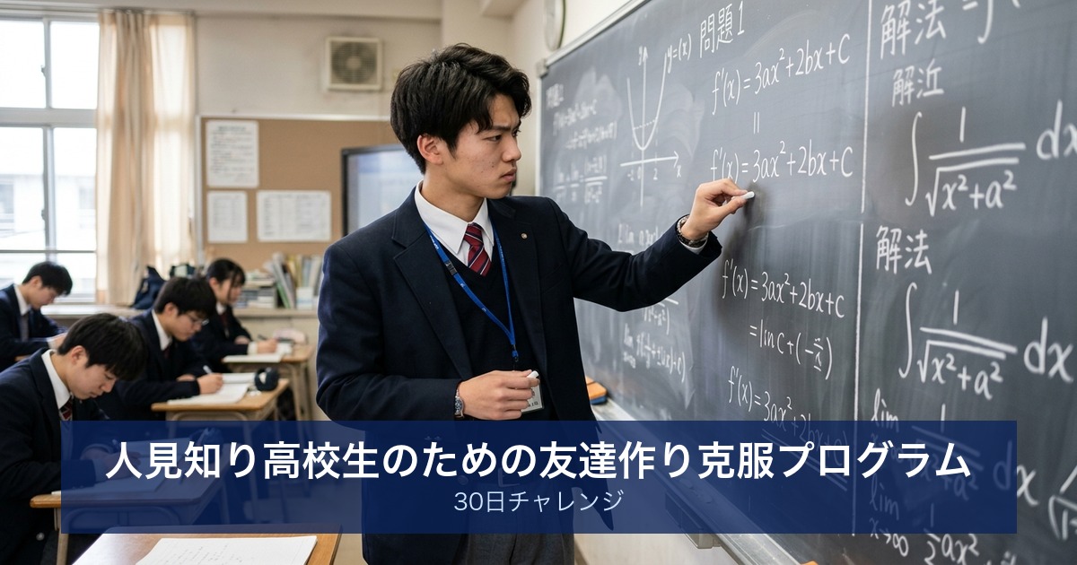 人見知り高校生のための友達作り克服プログラム｜30日チャレンジ