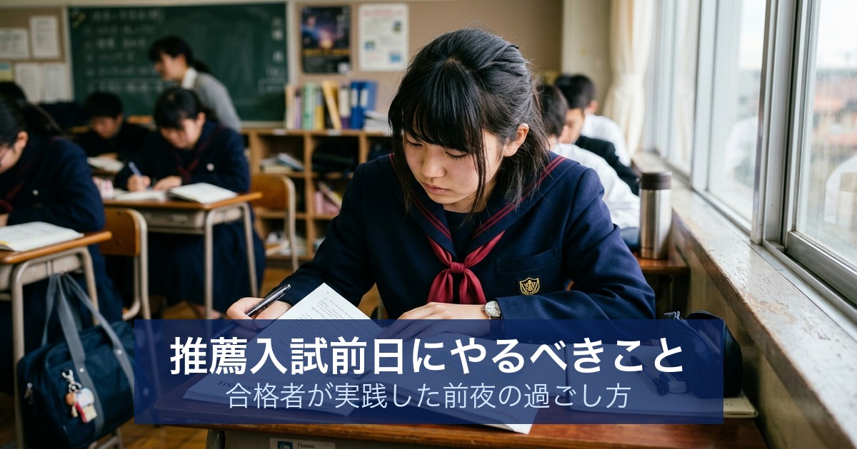 推薦入試前日にやるべきこと｜合格者が実践した前夜の過ごし方