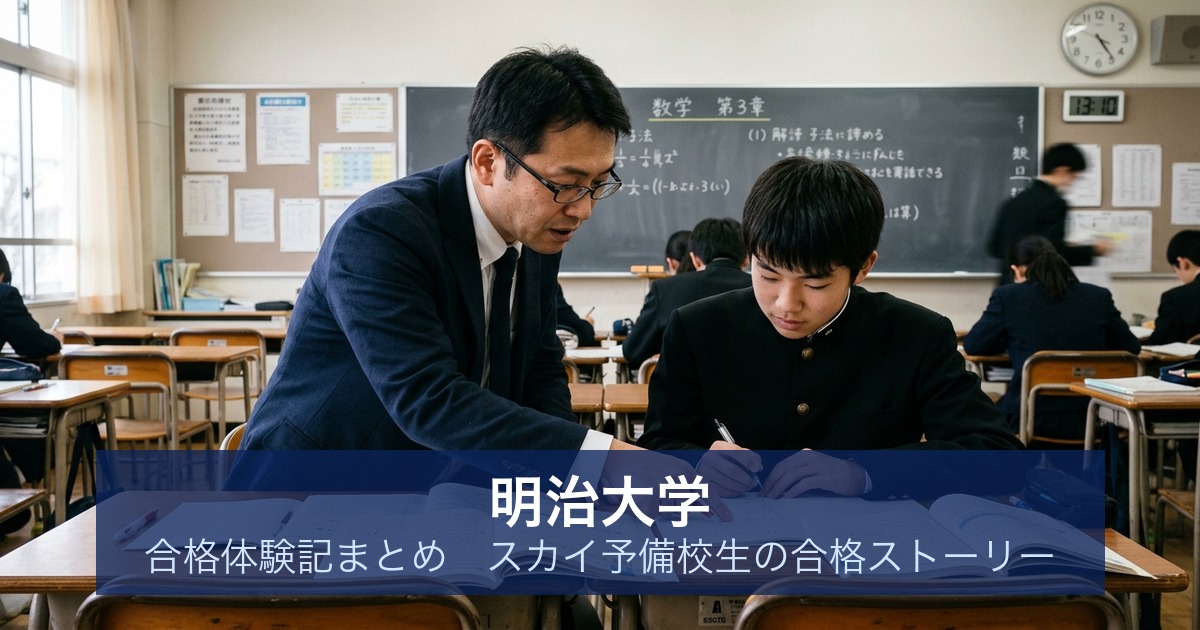 明治大学 合格体験記まとめ｜スカイ予備校生の合格ストーリー