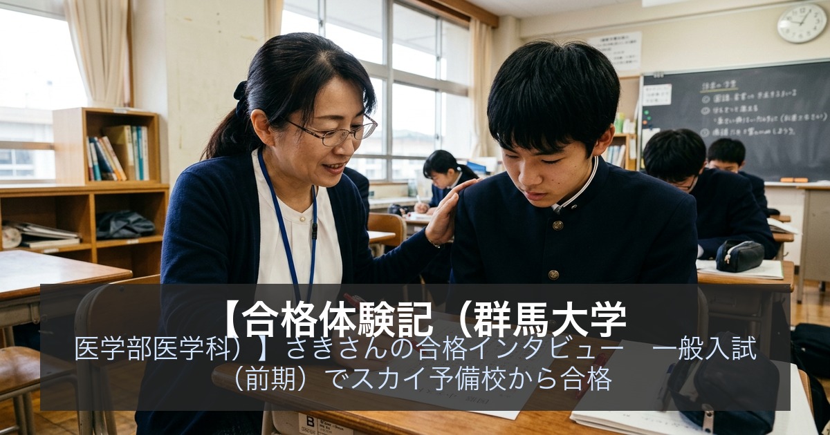 【合格体験記（群馬大学 医学部医学科）】さきさんの合格インタビュー｜一般入試（前期）でスカイ予備校から合格