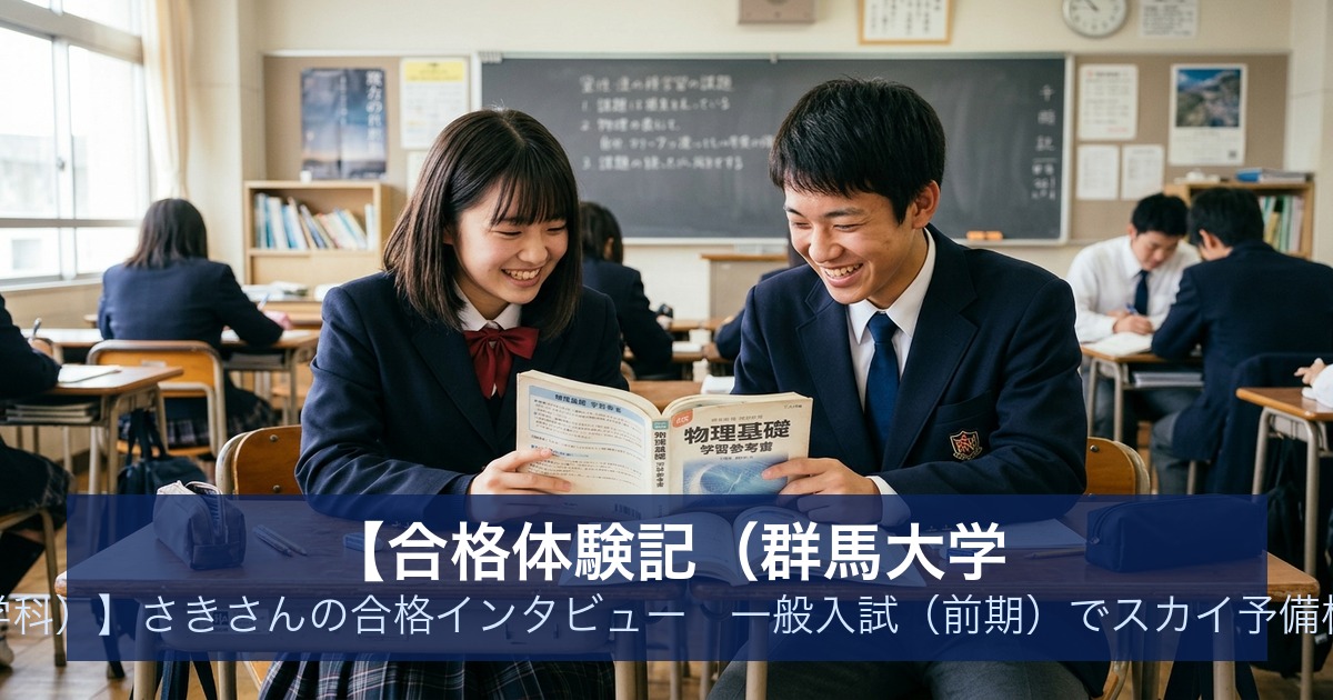 【合格体験記（群馬大学 医学部医学科）】さきさんの合格インタビュー｜一般入試（前期）でスカイ予備校から合格
