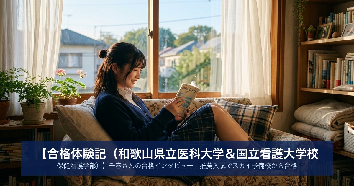 【合格体験記（和歌山県立医科大学＆国立看護大学校 保健看護学部）】千春さんの合格インタビュー｜推薦入試でスカイ予備校から合格
