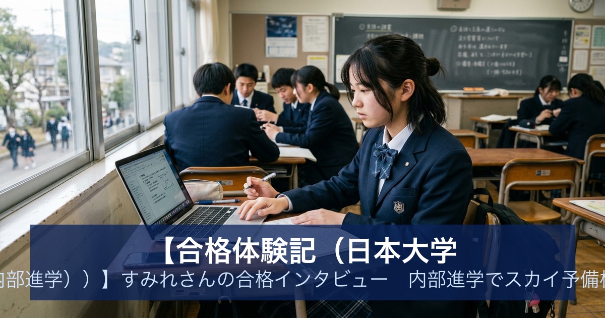 【合格体験記（日本大学 薬学部（内部進学））】すみれさんの合格インタビュー｜内部進学でスカイ予備校から合格