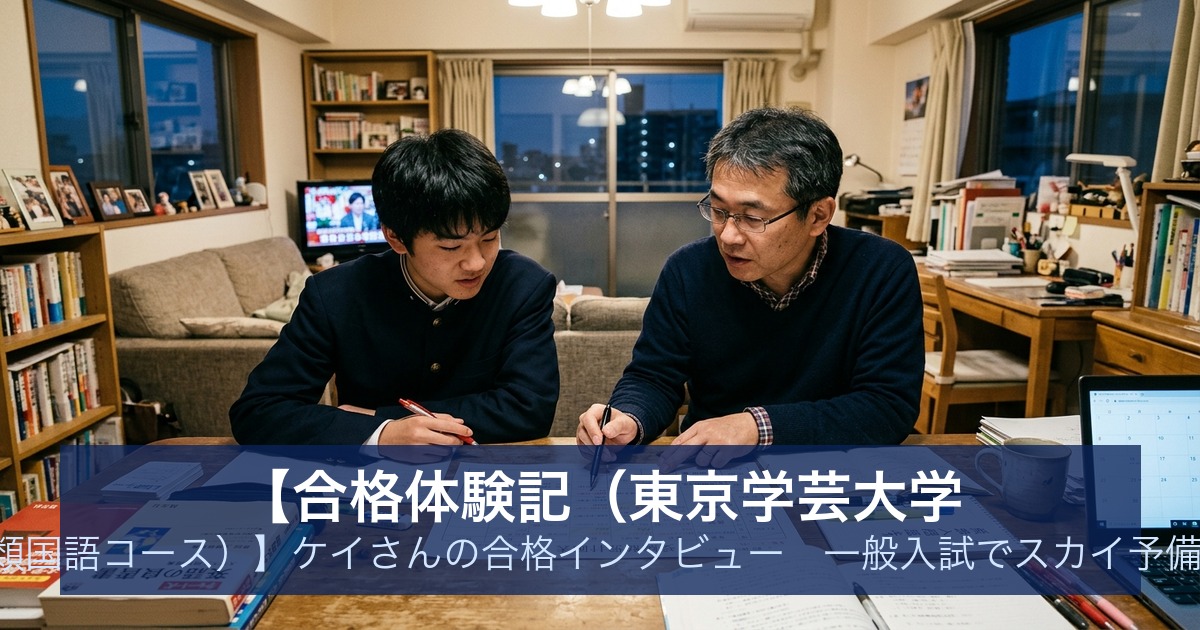 【合格体験記（東京学芸大学 教育学部A類国語コース）】ケイさんの合格インタビュー｜一般入試でスカイ予備校から合格