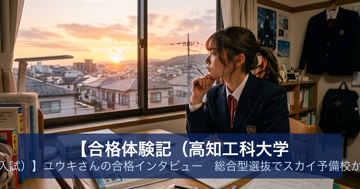 【合格体験記（高知工科大学 総合型入試）】ユウキさんの合格インタビュー｜総合型選抜でスカイ予備校から合格
