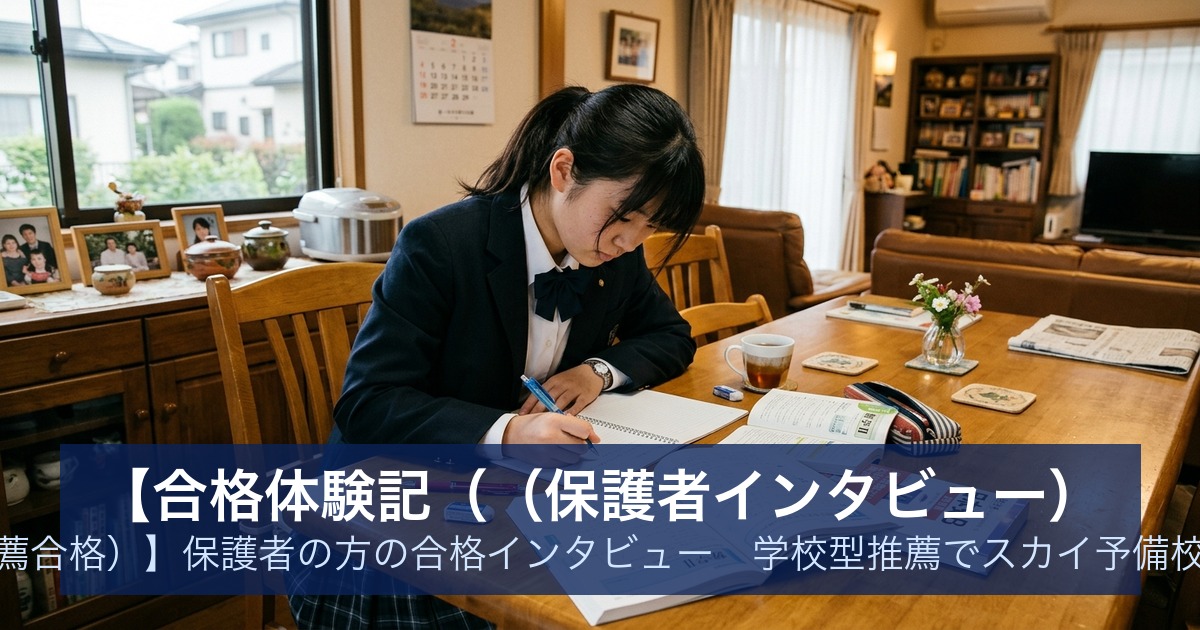 【合格体験記（（保護者インタビュー） 学校型推薦合格）】保護者の方の合格インタビュー｜学校型推薦でスカイ予備校から合格