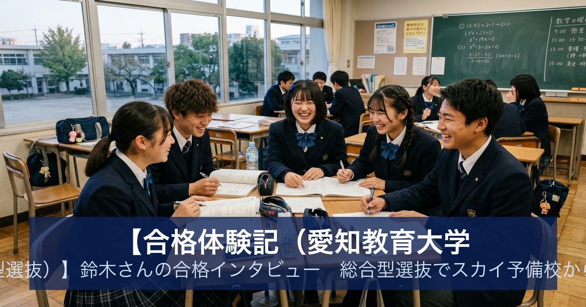 【合格体験記（愛知教育大学 総合型選抜）】鈴木さんの合格インタビュー｜総合型選抜でスカイ予備校から合格