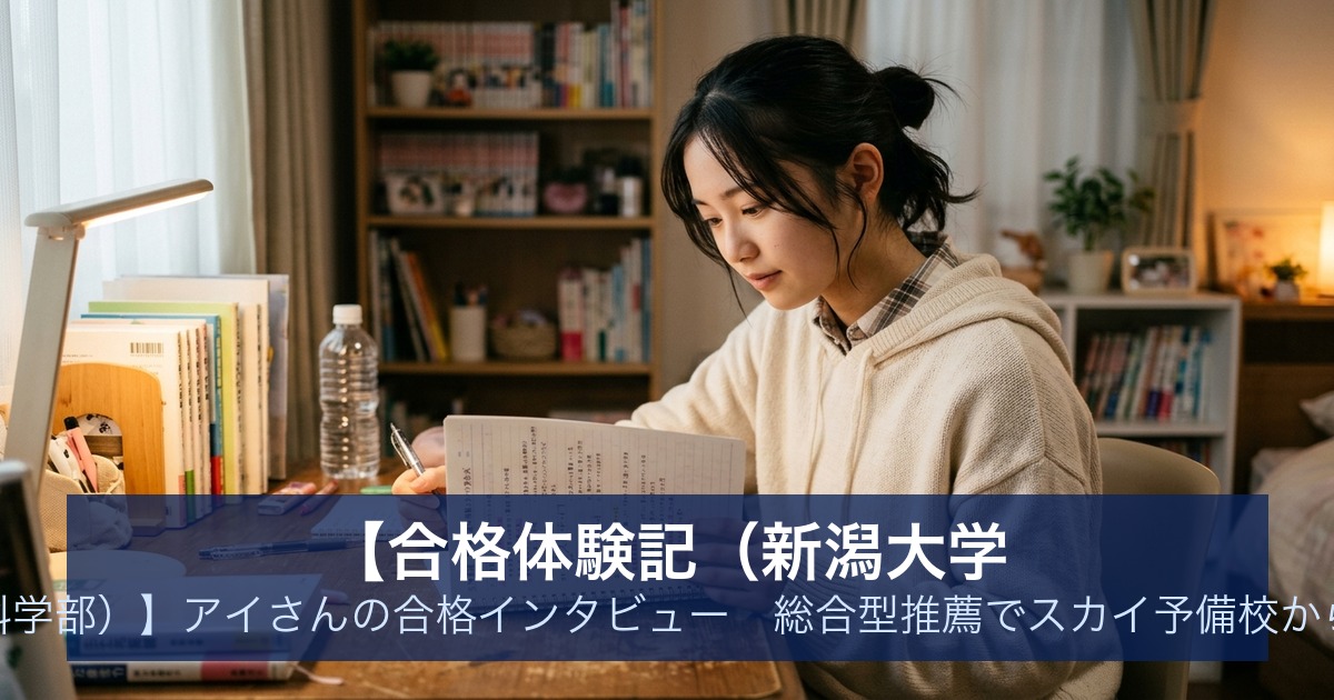【合格体験記（新潟大学 経済科学部）】アイさんの合格インタビュー｜総合型推薦でスカイ予備校から合格