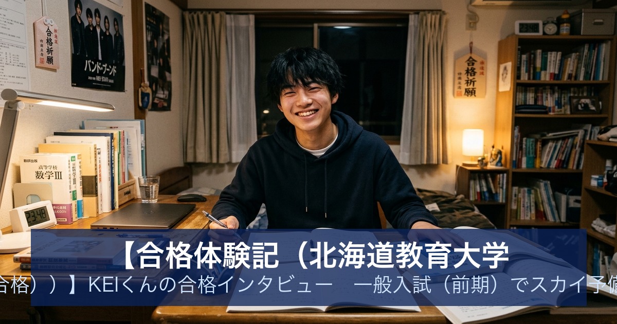 【合格体験記（北海道教育大学 （前期試験合格））】KEIくんの合格インタビュー｜一般入試（前期）でスカイ予備校から合格