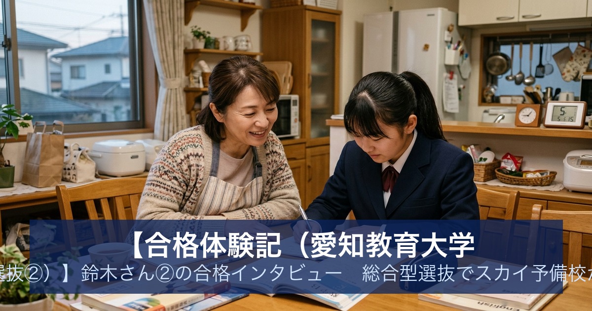 【合格体験記（愛知教育大学 総合型選抜②）】鈴木さん②の合格インタビュー｜総合型選抜でスカイ予備校から合格