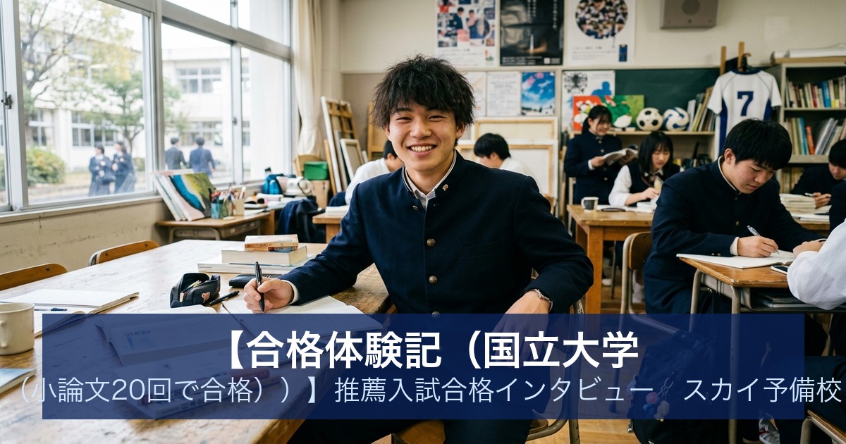 【合格体験記（国立大学 （小論文20回で合格））】推薦入試合格インタビュー｜スカイ予備校
