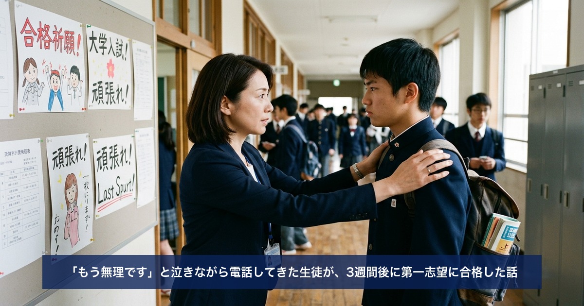 「もう無理です」と泣きながら電話してきた生徒が、3週間後に第一志望に合格した話
