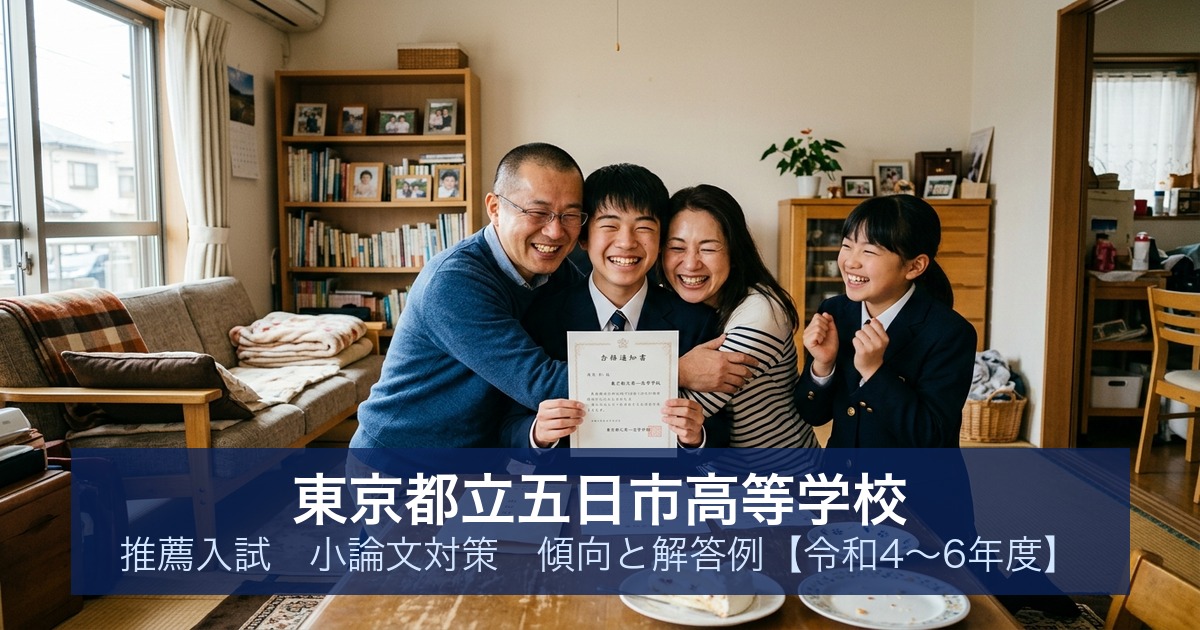 東京都立五日市高等学校 推薦入試 小論文対策｜傾向と解答例【令和4〜6年度】