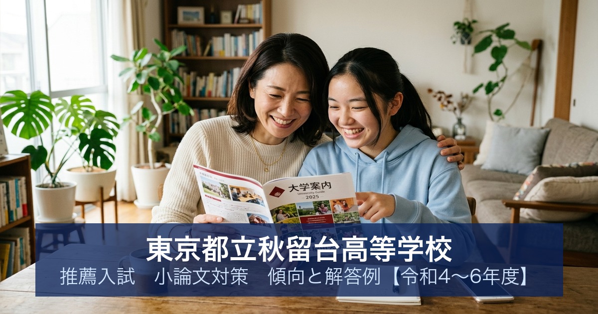 東京都立秋留台高等学校 推薦入試 小論文対策｜傾向と解答例【令和4〜6年度】