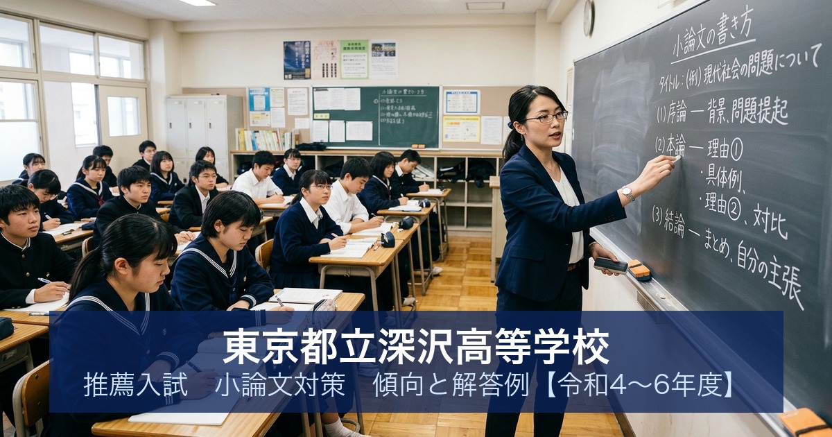 東京都立深沢高等学校 推薦入試 小論文対策｜傾向と解答例【令和4〜6年度】