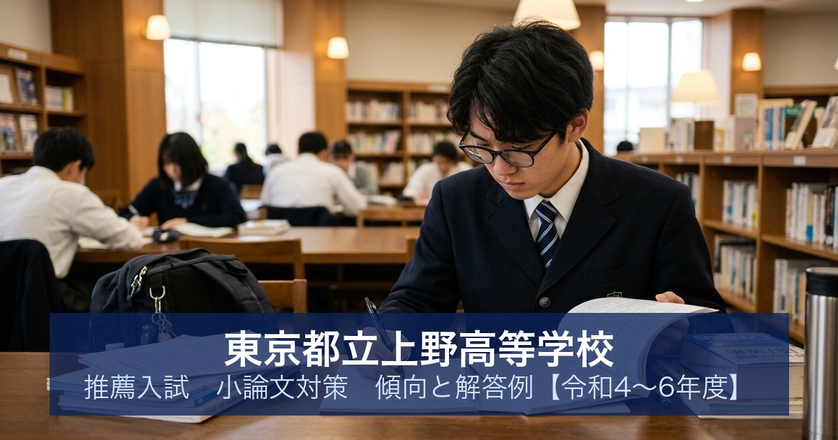 東京都立上野高等学校 推薦入試 小論文対策｜傾向と解答例【令和4〜6年度】