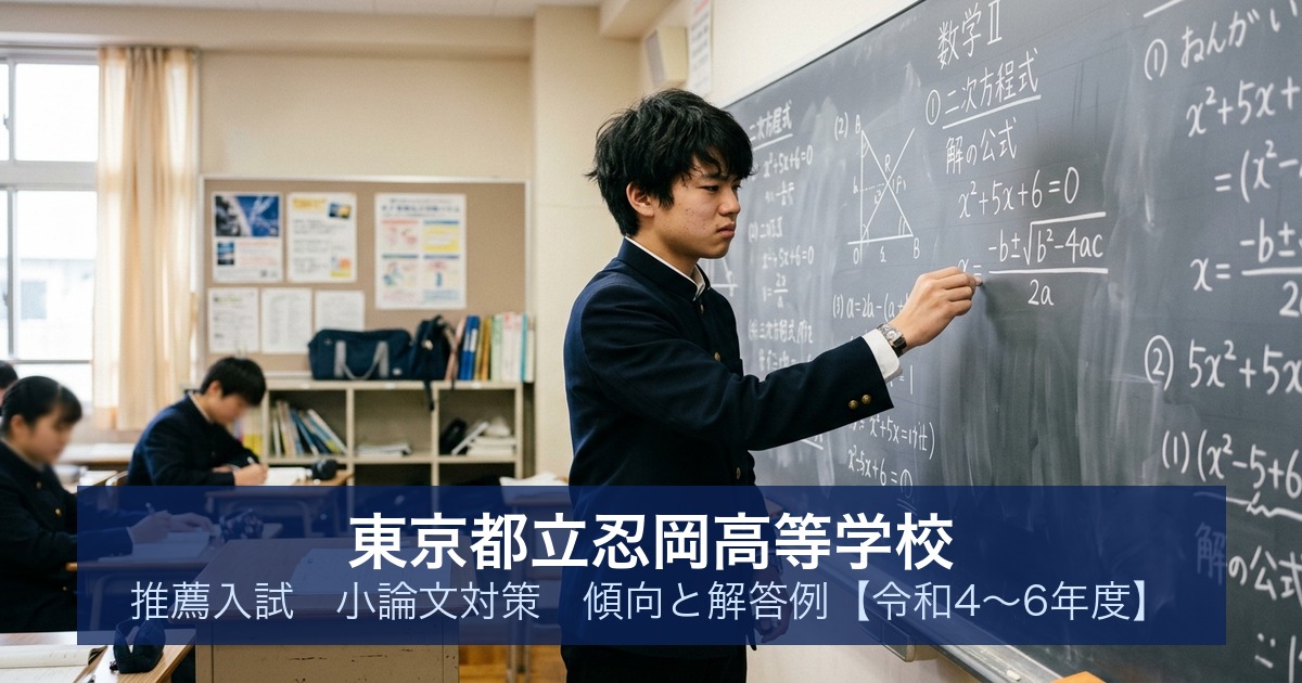 東京都立忍岡高等学校 推薦入試 小論文対策｜傾向と解答例【令和4〜6年度】