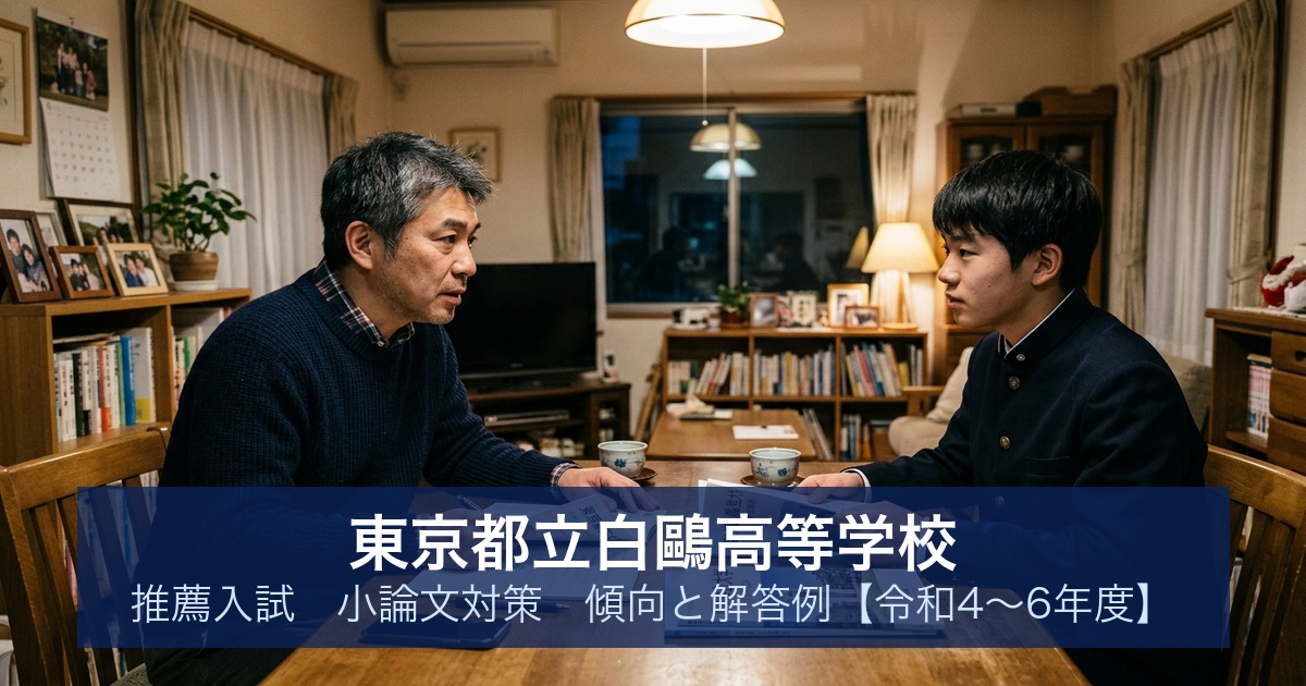 東京都立白鷗高等学校 推薦入試 小論文対策｜傾向と解答例【令和4〜6年度】