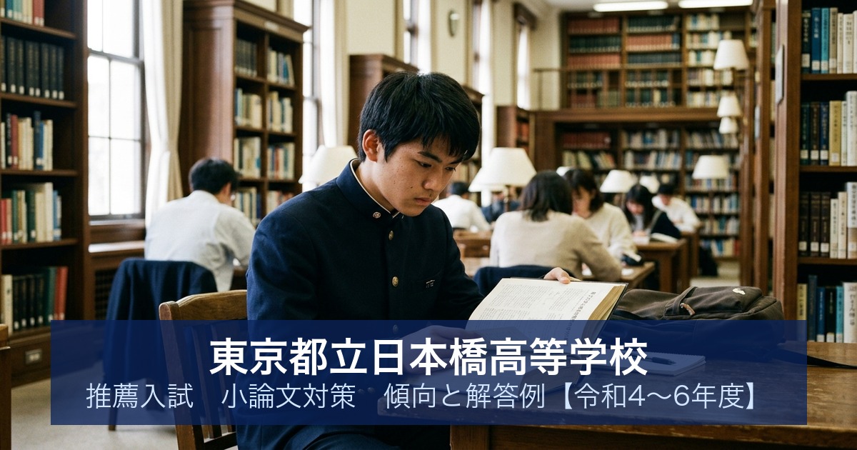 東京都立日本橋高等学校 推薦入試 小論文対策｜傾向と解答例【令和4〜6年度】