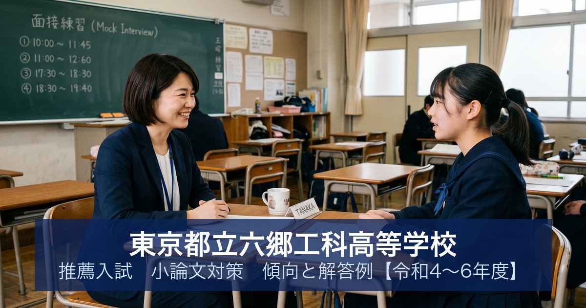東京都立六郷工科高等学校 推薦入試 小論文対策｜傾向と解答例【令和4〜6年度】