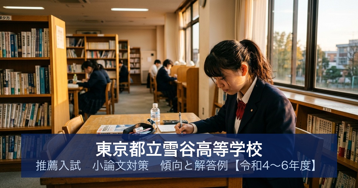 東京都立雪谷高等学校 推薦入試 小論文対策｜傾向と解答例【令和4〜6年度】
