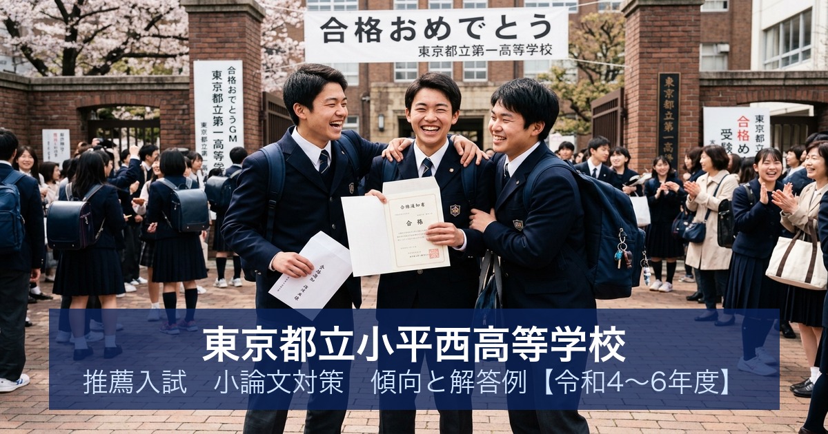 東京都立小平西高等学校 推薦入試 小論文対策｜傾向と解答例【令和4〜6年度】