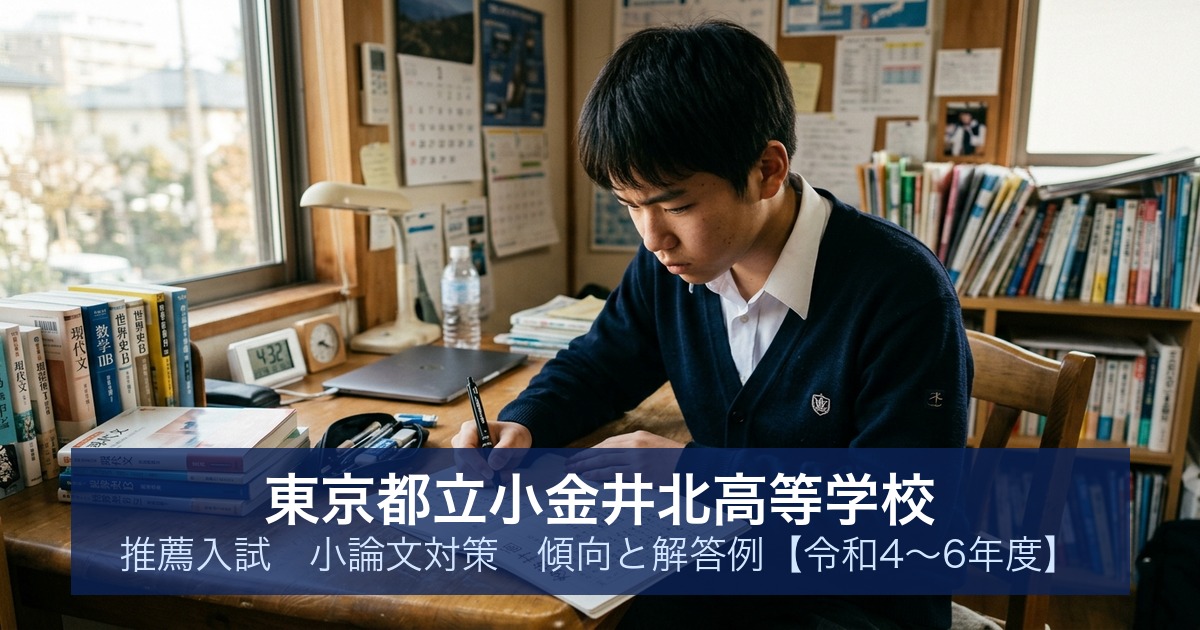 東京都立小金井北高等学校 推薦入試 小論文対策｜傾向と解答例【令和4〜6年度】