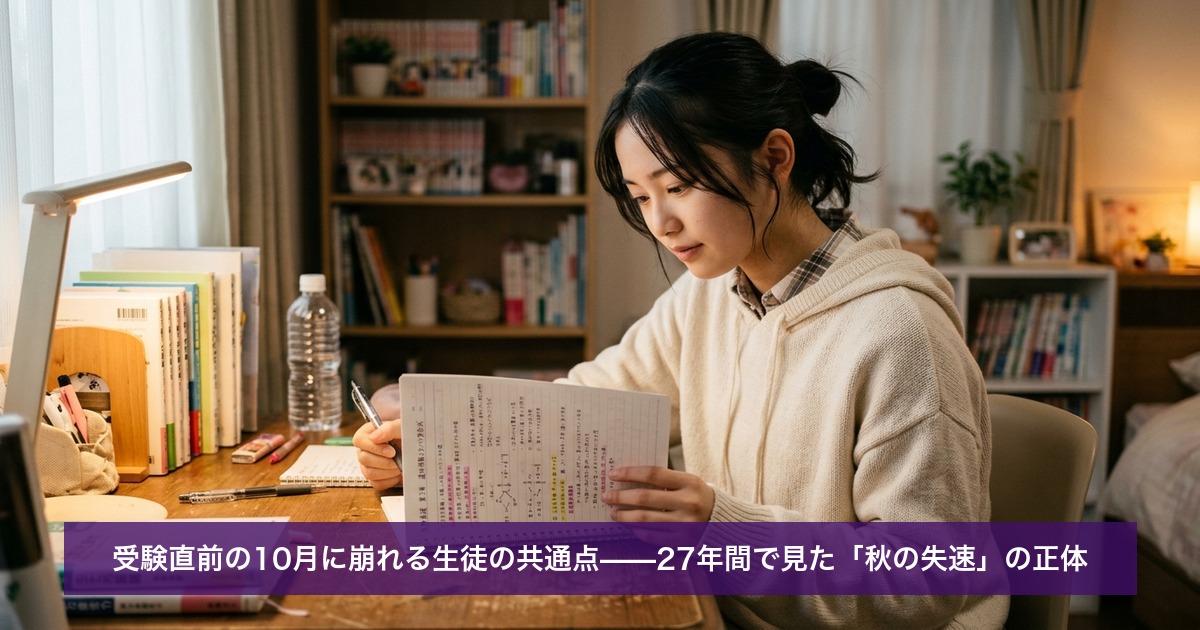 受験直前の10月に崩れる生徒の共通点——27年間で見た「秋の失速」の正体
