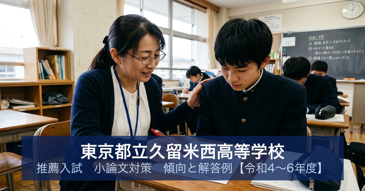東京都立久留米西高等学校 推薦入試 小論文対策｜傾向と解答例【令和4〜6年度】