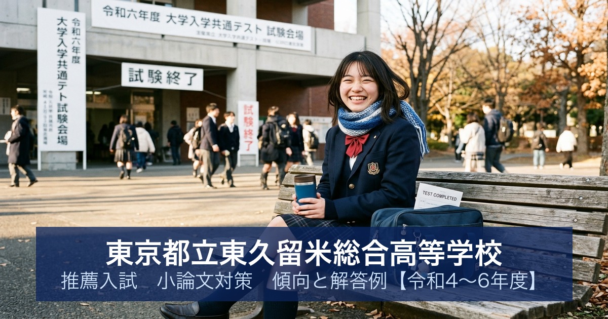 東京都立東久留米総合高等学校 推薦入試 小論文対策｜傾向と解答例【令和4〜6年度】