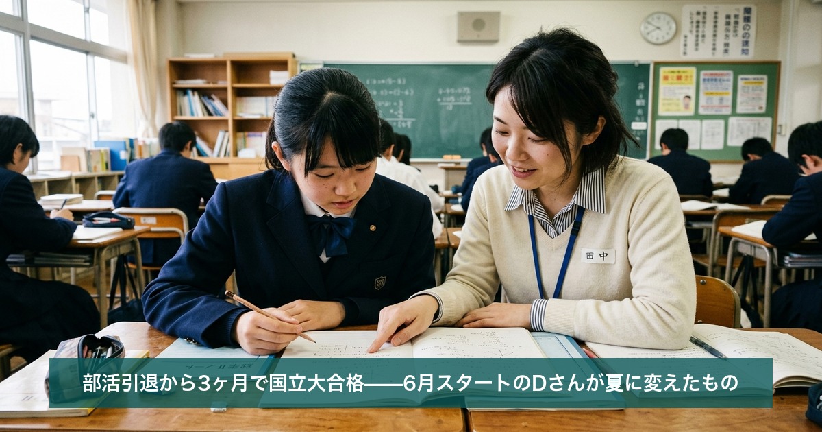 部活引退から3ヶ月で国立大合格——6月スタートのDさんが夏に変えたもの
