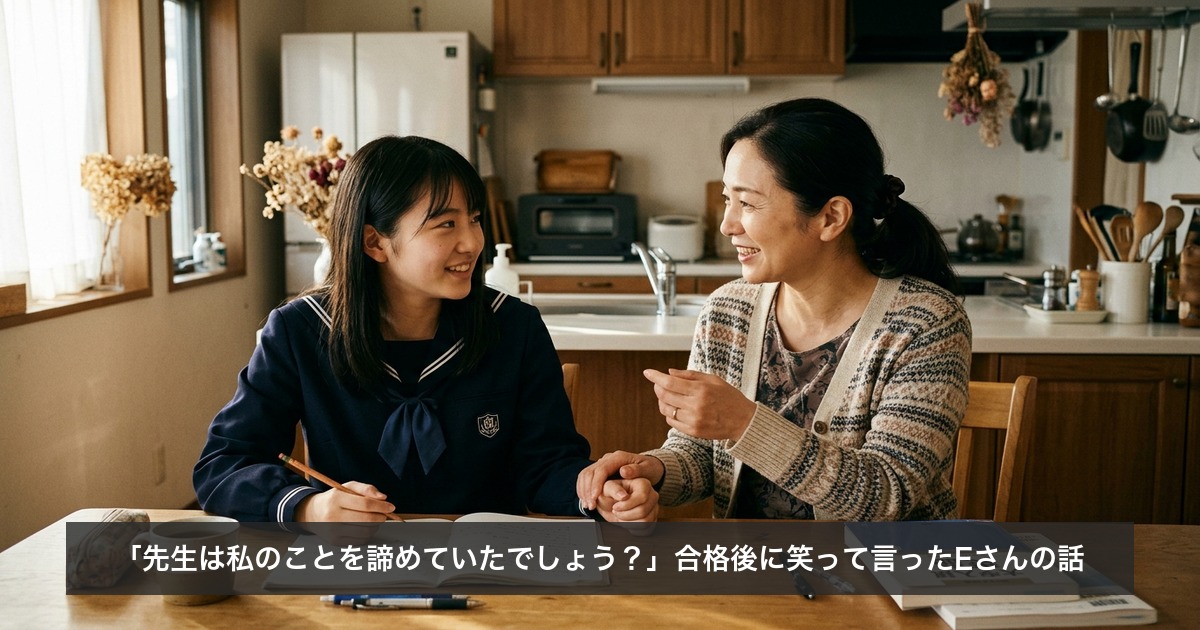 「先生は私のことを諦めていたでしょう？」合格後に笑って言ったEさんの話