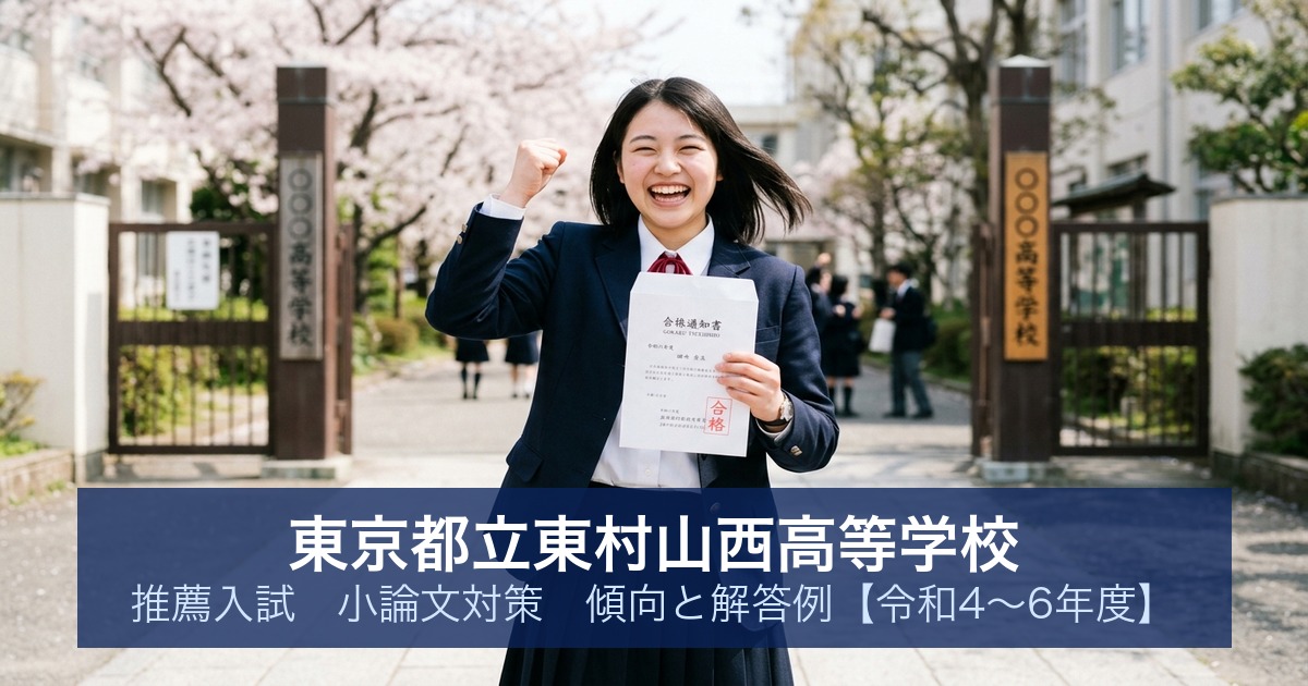 東京都立東村山西高等学校 推薦入試 小論文対策｜傾向と解答例【令和4〜6年度】