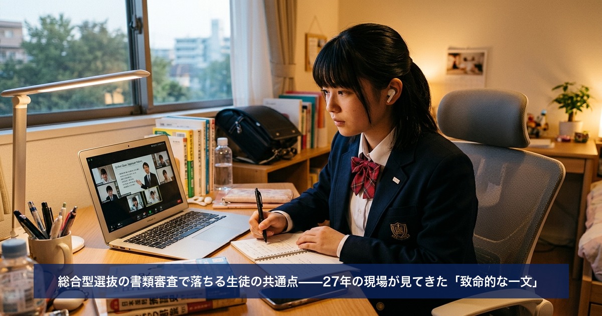 総合型選抜の書類審査で落ちる生徒の共通点——27年の現場が見てきた「致命的な一文」