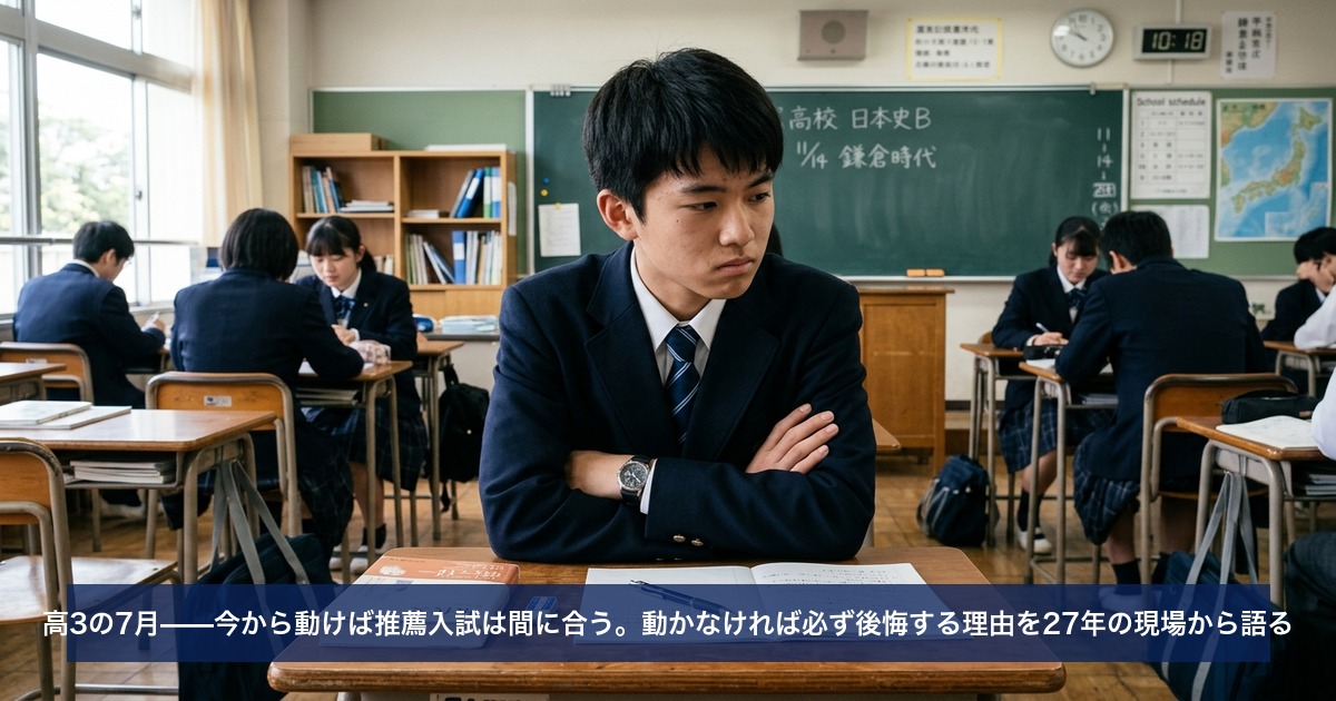 高3の7月——今から動けば推薦入試は間に合う。動かなければ必ず後悔する理由を27年の現場から語る
