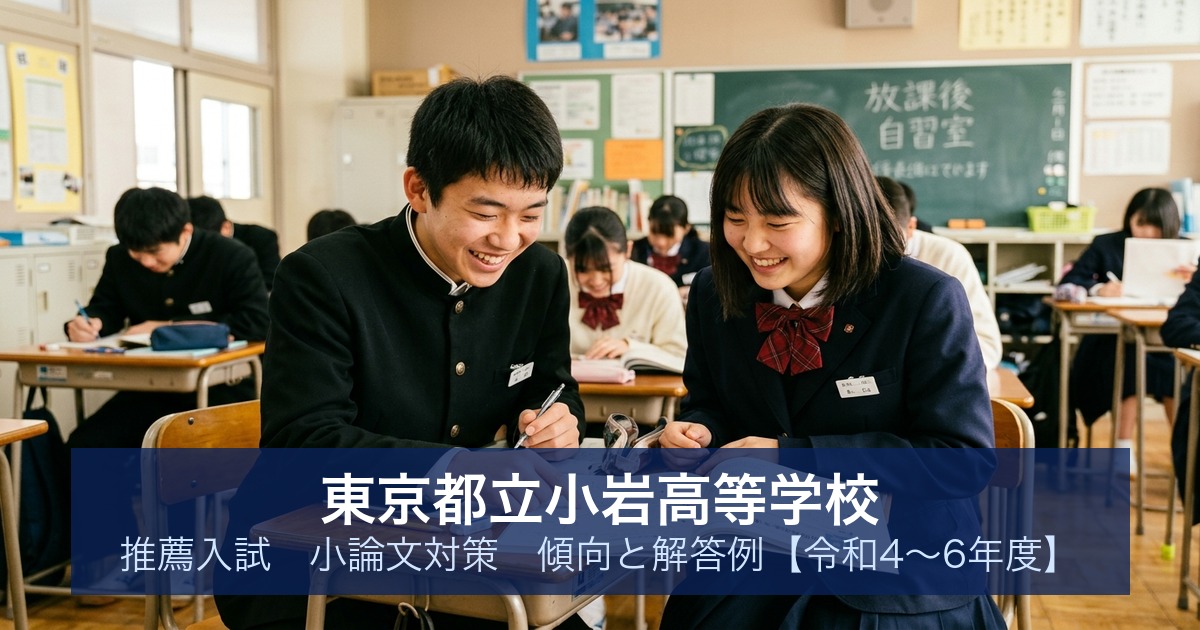 東京都立小岩高等学校 推薦入試 小論文対策｜傾向と解答例【令和4〜6年度】