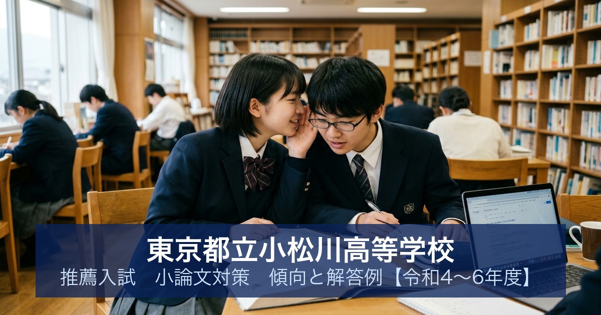 東京都立小松川高等学校 推薦入試 小論文対策｜傾向と解答例【令和4〜6年度】