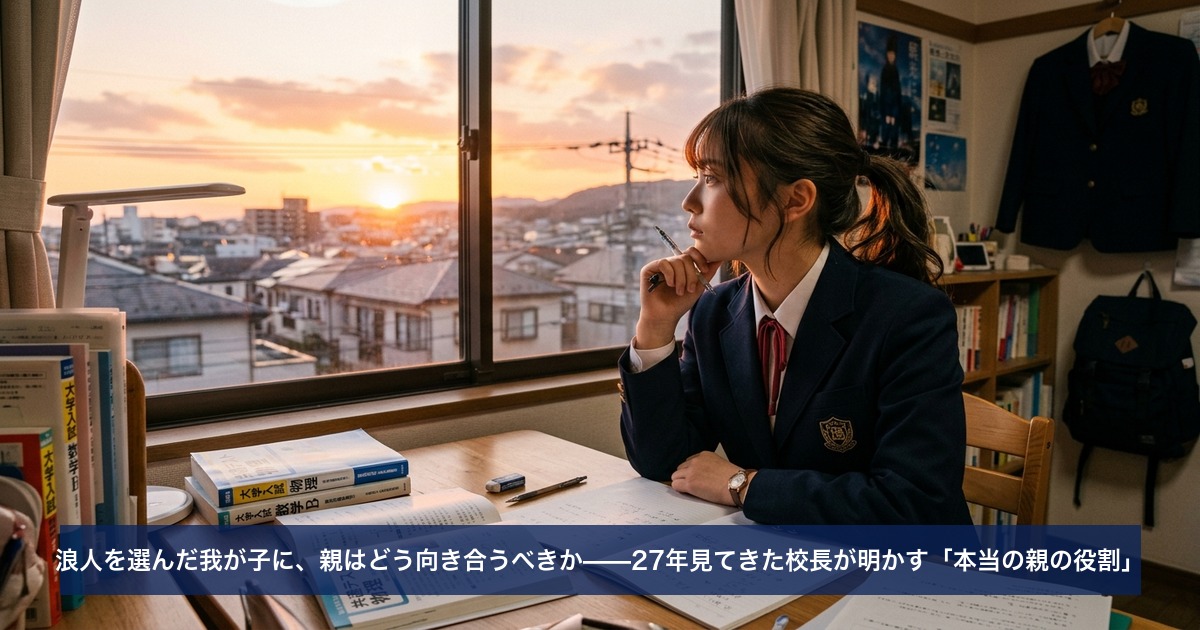 浪人を選んだ我が子に、親はどう向き合うべきか——27年見てきた校長が明かす「本当の親の役割」