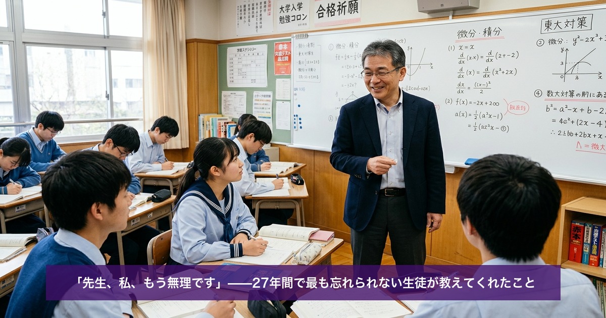 「先生、私、もう無理です」——27年間で最も忘れられない生徒が教えてくれたこと