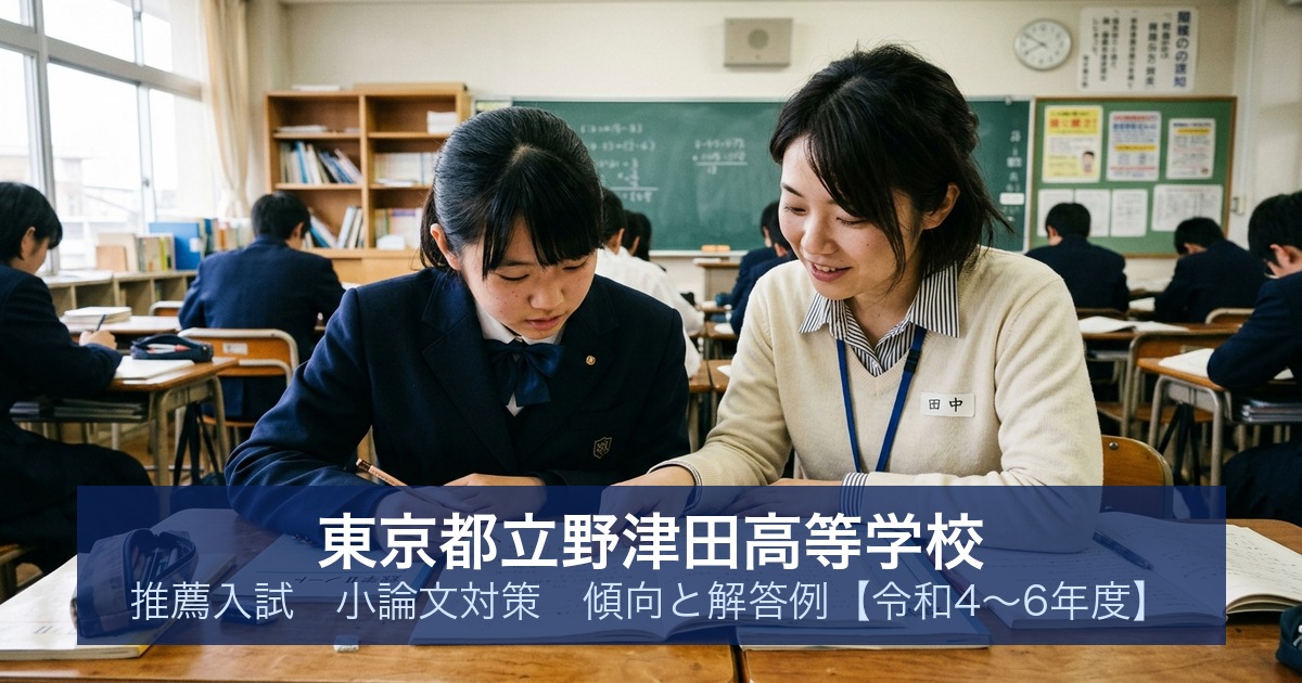 東京都立野津田高等学校 推薦入試 小論文対策｜傾向と解答例【令和4〜6年度】