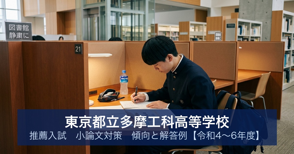 東京都立多摩工科高等学校 推薦入試 小論文対策｜傾向と解答例【令和4〜6年度】