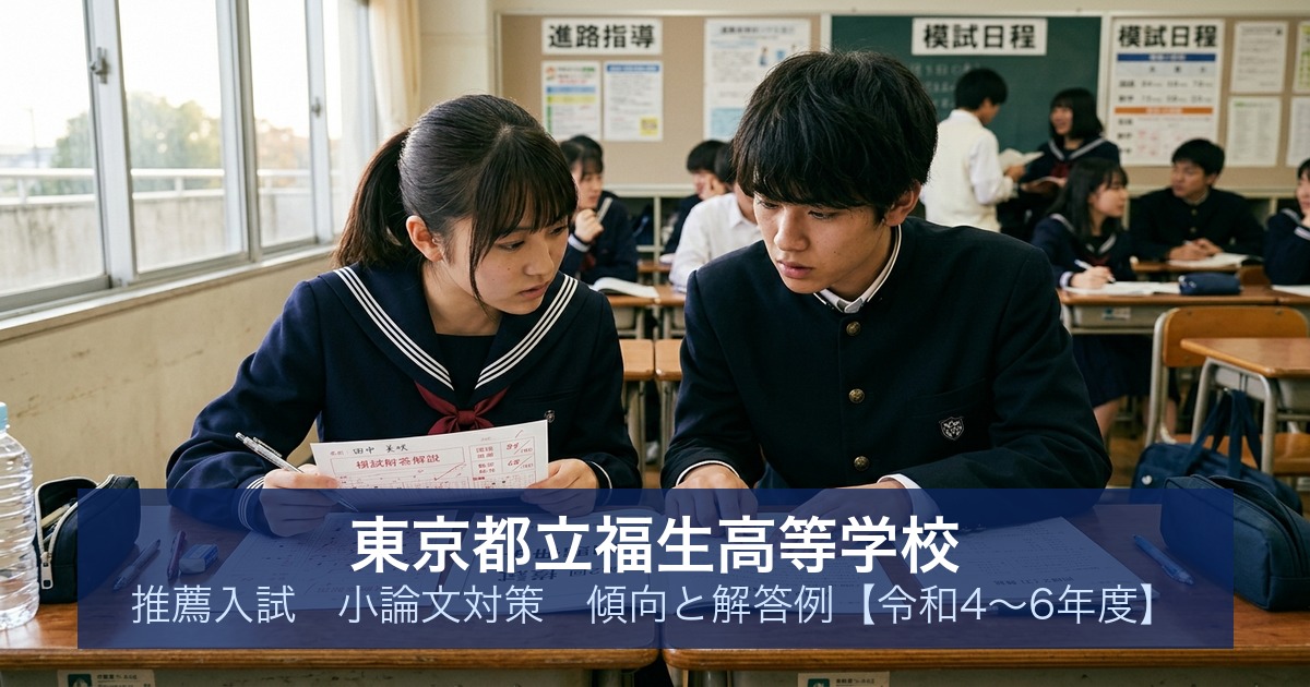 東京都立福生高等学校 推薦入試 小論文対策｜傾向と解答例【令和4〜6年度】