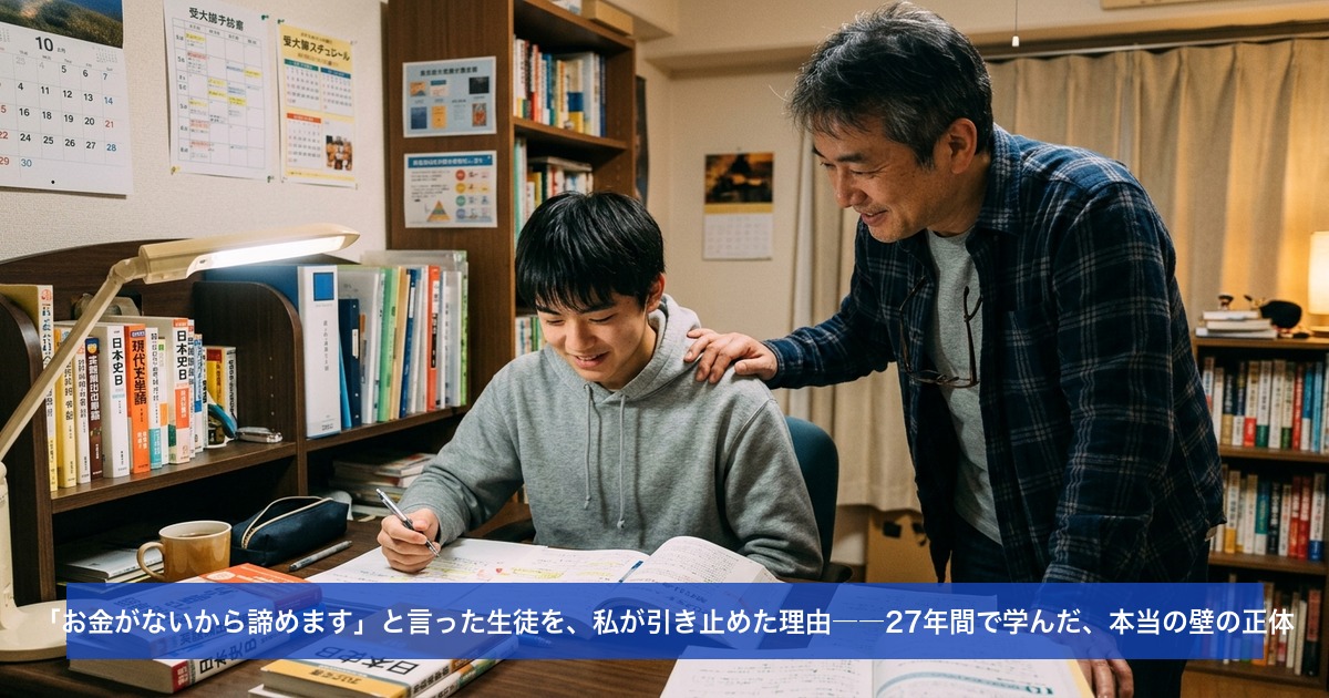 「お金がないから諦めます」と言った生徒を、私が引き止めた理由――27年間で学んだ、本当の壁の正体