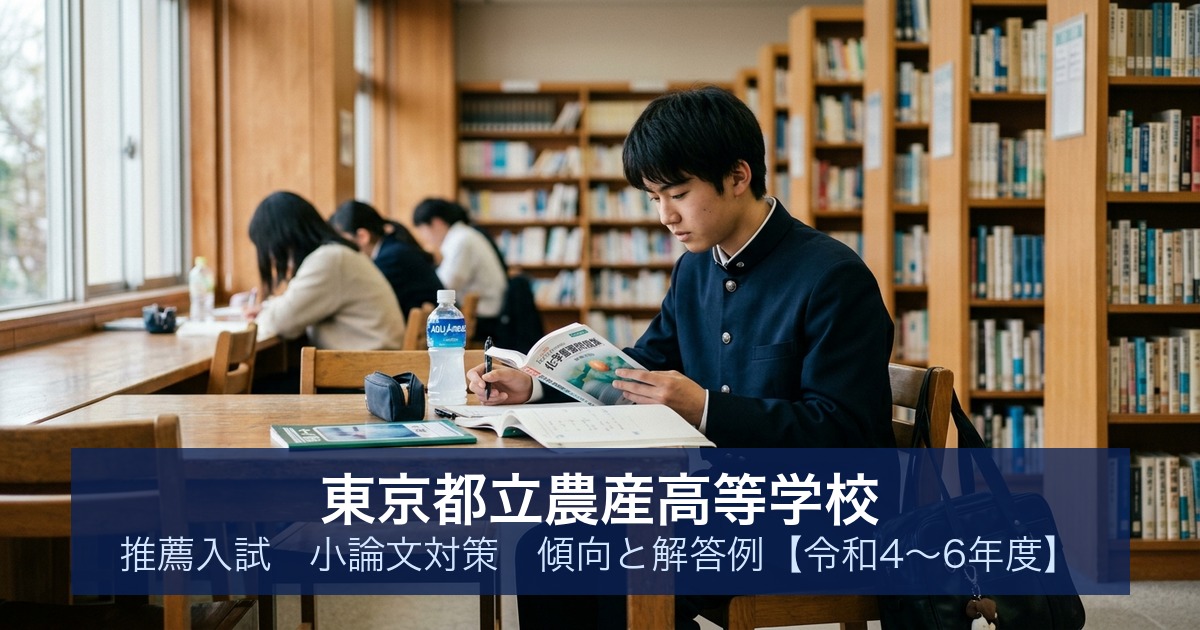 東京都立農産高等学校 推薦入試 小論文対策｜傾向と解答例【令和4〜6年度】