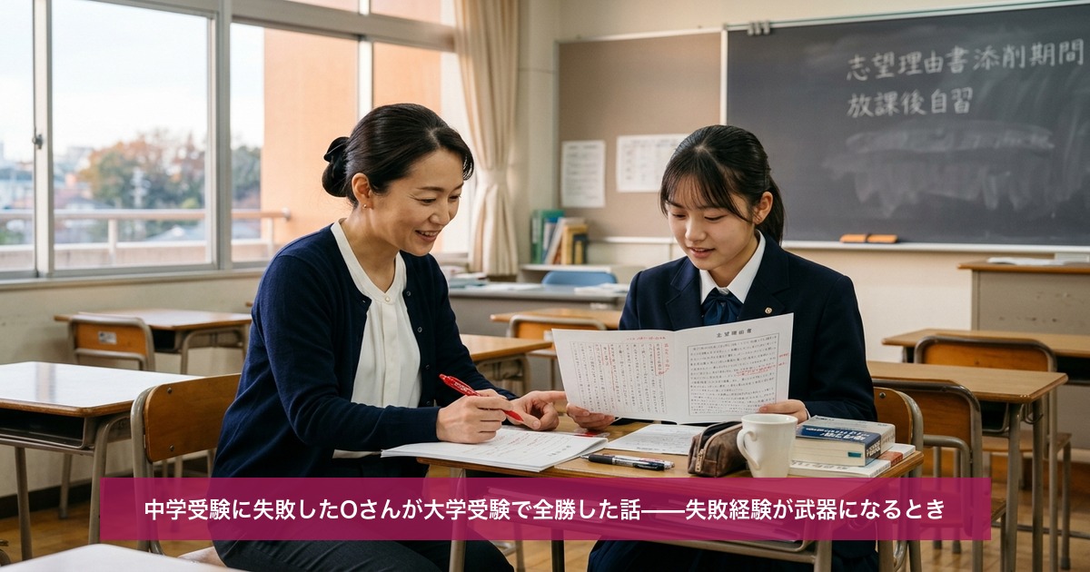 中学受験に失敗したOさんが大学受験で全勝した話——失敗経験が武器になるとき