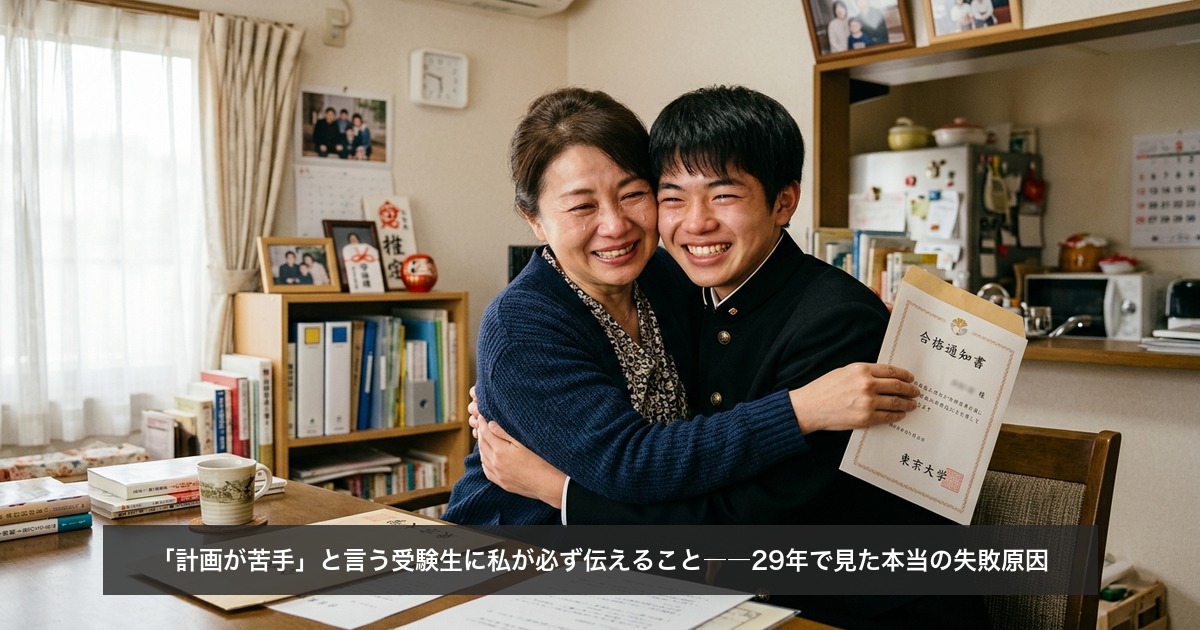 「計画が苦手」と言う受験生に私が必ず伝えること――29年で見た本当の失敗原因