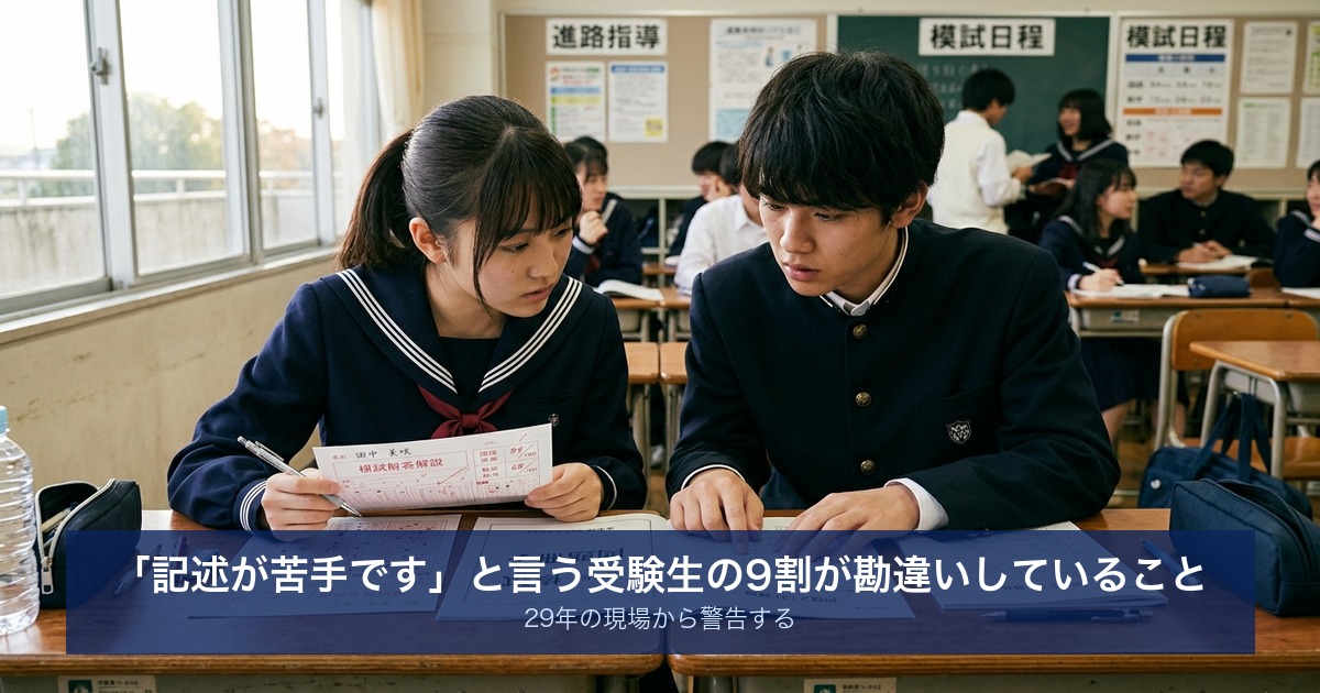 「記述が苦手です」と言う受験生の9割が勘違いしていること｜29年の現場から警告する
