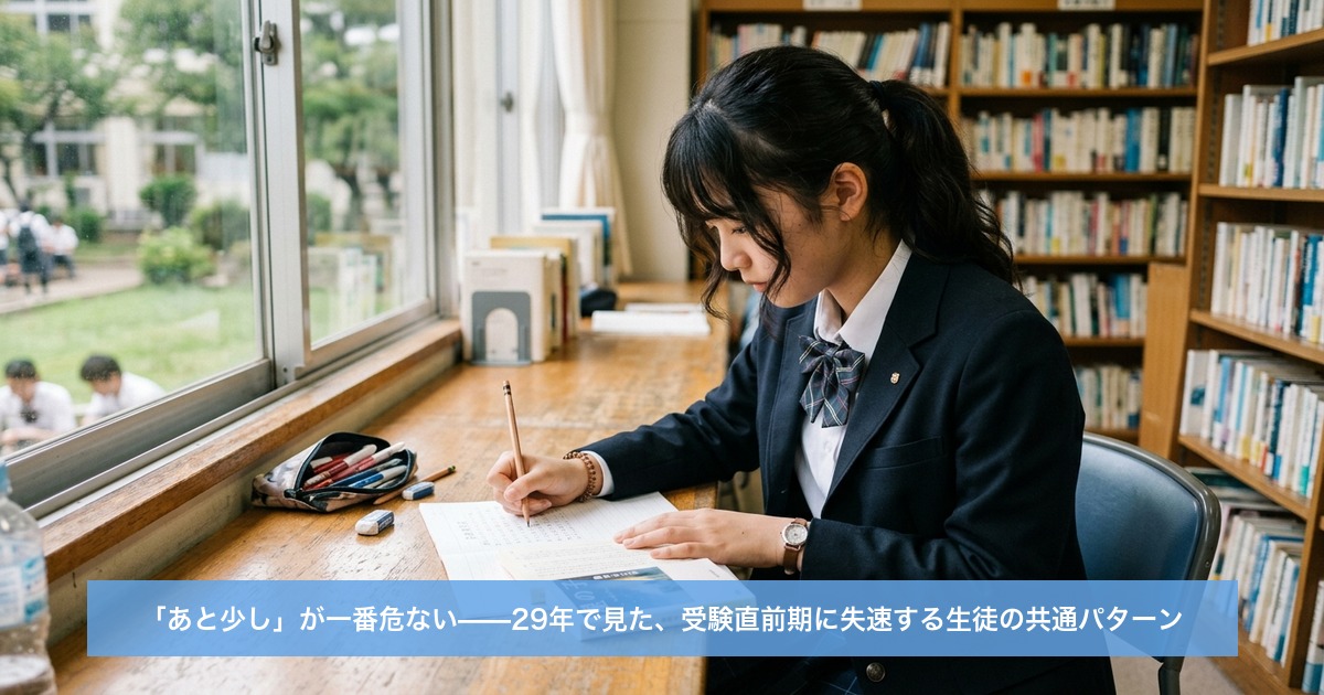 「あと少し」が一番危ない——29年で見た、受験直前期に失速する生徒の共通パターン